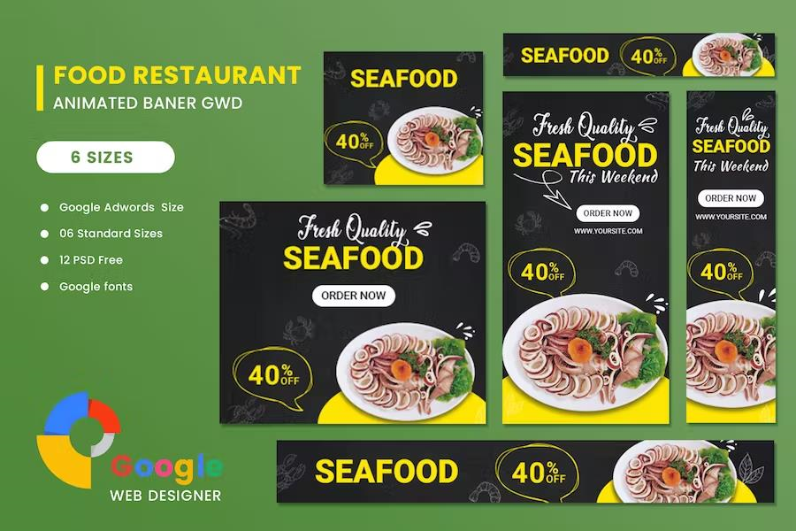 FOOD RESTAURANT GOOGLE ADWORDS HTML5 BANNER ADS